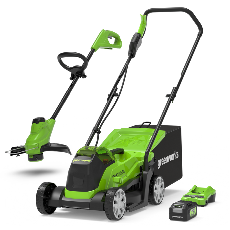 24V Rasenmäher 33cm + Rasentrimmer 25cm Set