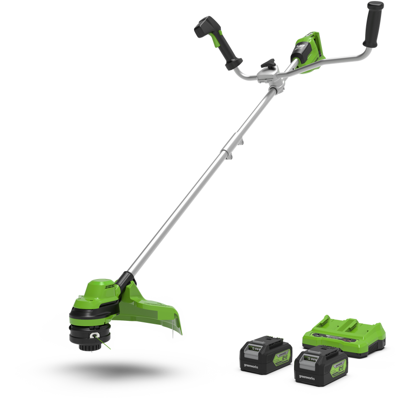 48V (24V x 2) Freischneider mit Fahrradgriff 38cm - 2x 4Ah Akkus