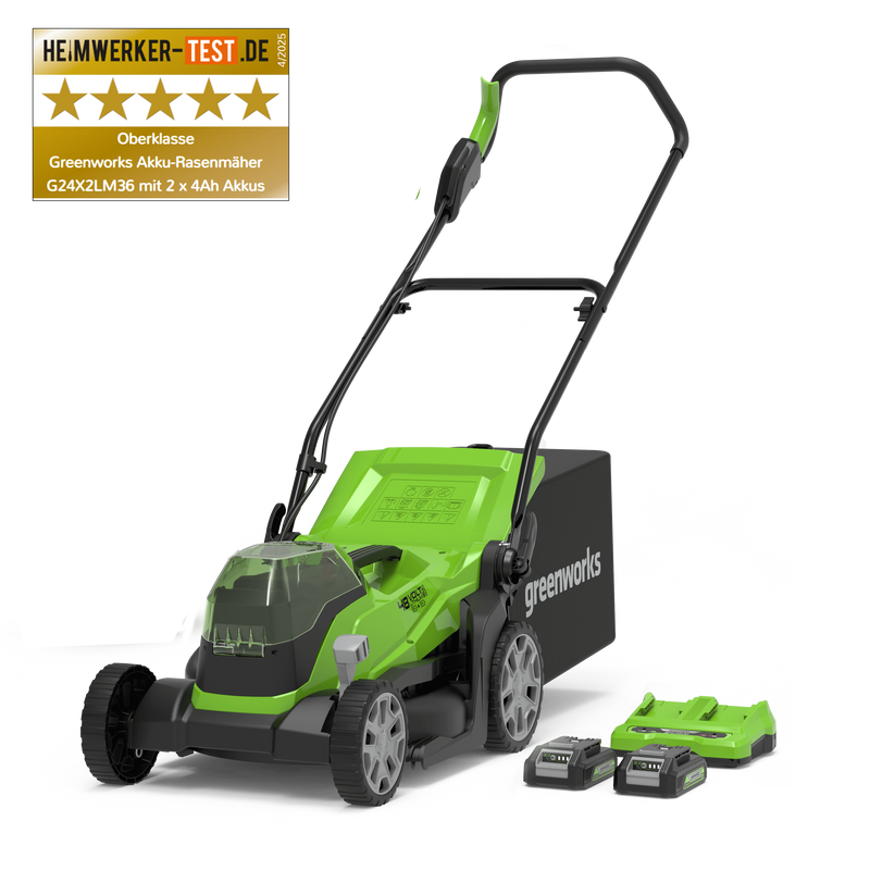 48V (24V x 2) Rasenmäher 36cm - 2x 2Ah Akkus